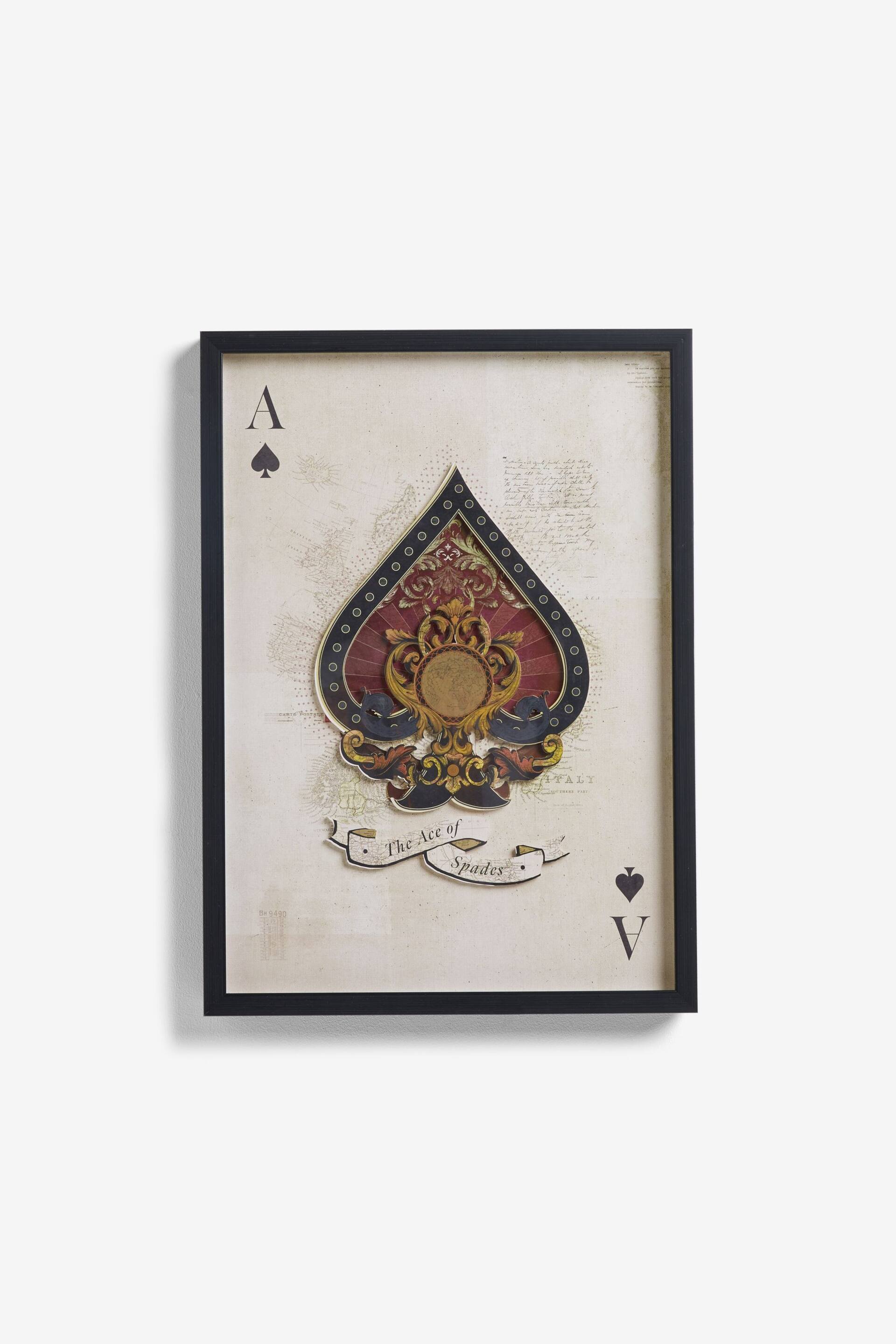 Monochrome Playing Card Framed Ace Wall Art - Image 4 of 6