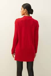 Red Gold Button Longline Cosy Jumper - Image 3 of 6