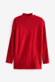 Red Gold Button Longline Cosy Jumper - Image 5 of 6