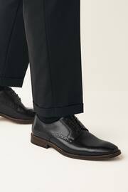 Black Regular Fit Leather Contrast Sole Derby Shoes - Image 1 of 6