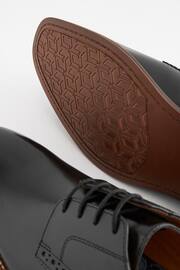 Black Regular Fit Leather Contrast Sole Derby Shoes - Image 5 of 6