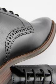 Black Regular Fit Leather Contrast Sole Derby Shoes - Image 6 of 6