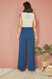 Yumi Blue Straight Leg Crepe Trousers With Belt - Image 2 of 4