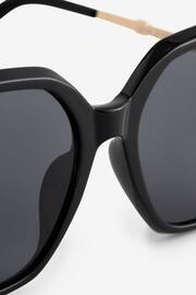 Black Large Hexagon Metal Arm Sunglasses - Image 6 of 6