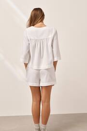 White Linen Shorts Set - Image 3 of 4