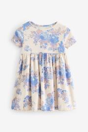 Blue/Neutral Short Sleeve Rib Jersey Dress (3mths-7yrs) - Image 5 of 7