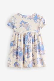 Blue/Neutral Short Sleeve Rib Jersey Dress (3mths-7yrs) - Image 6 of 7