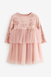 Pink Long Sleeve Mesh Dress (3mths-7yrs) - Image 3 of 5