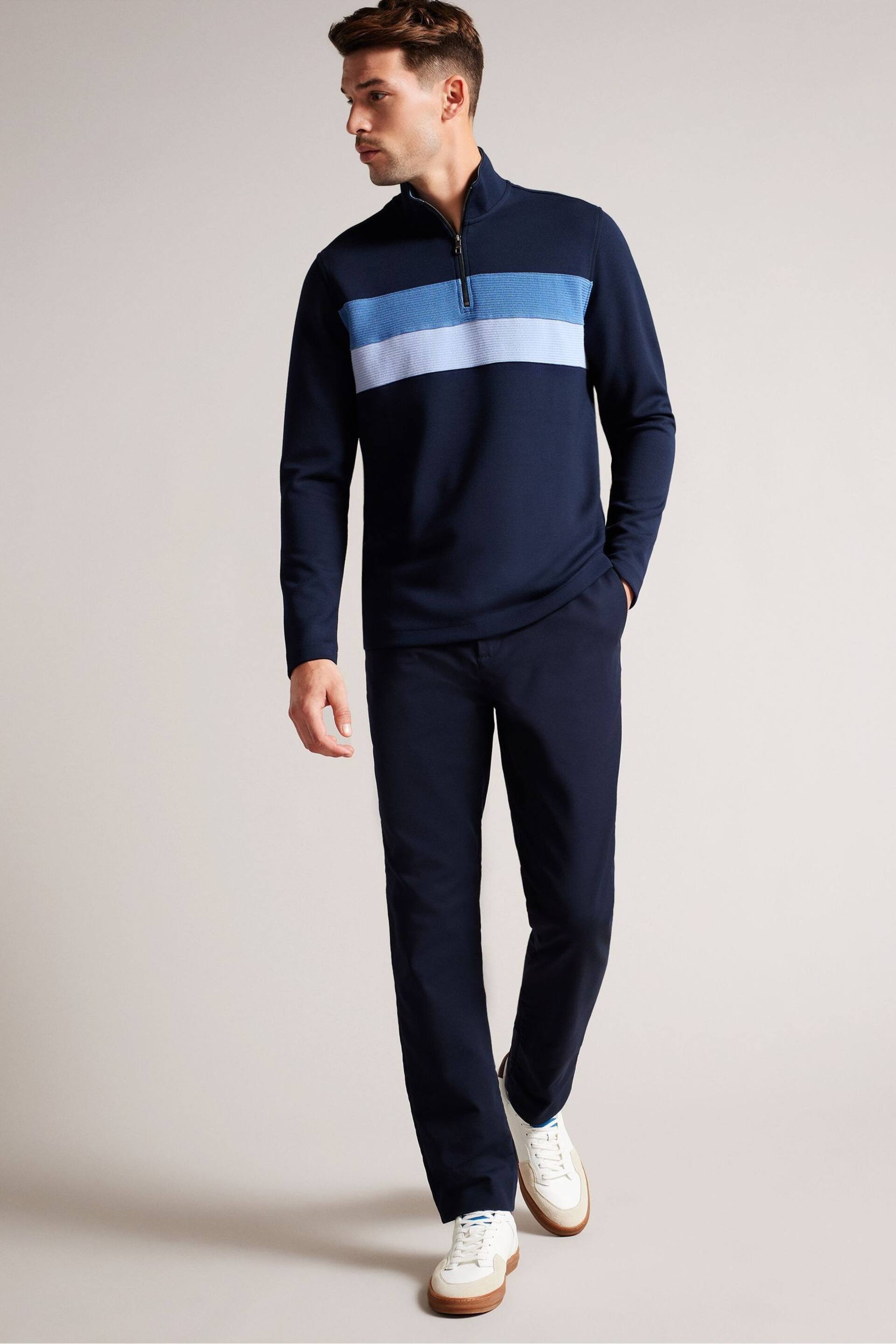 Ted Baker Blue Regular Fit Half Zip Sweat Top - Image 2 of 5