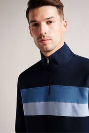 Ted Baker Blue Regular Fit Half Zip Sweat Top - Image 4 of 5