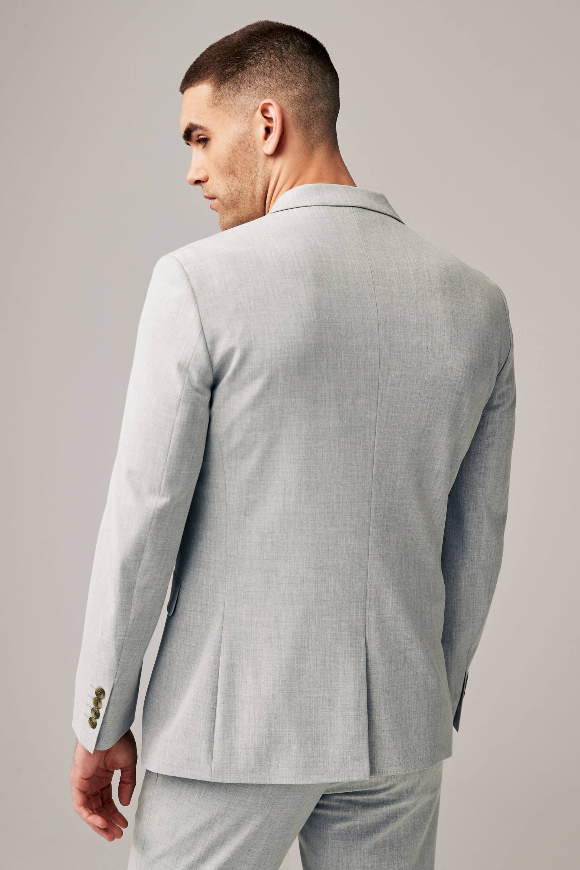 Light Grey Regular Fit Motionflex Stretch Suit: Jacket - Image 2 of 10