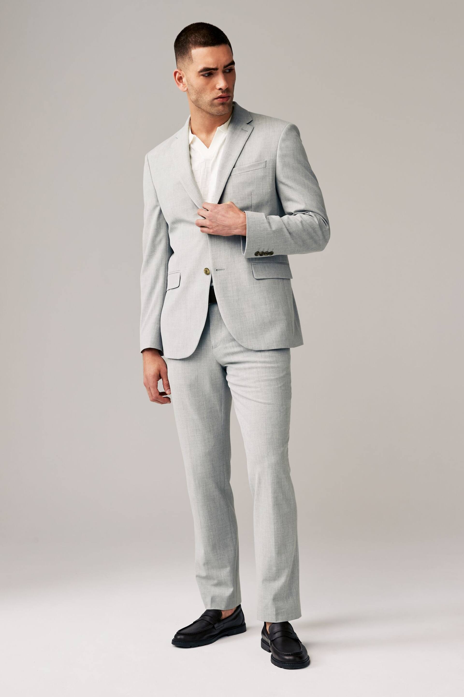 Light Grey Regular Fit Motionflex Stretch Suit: Jacket - Image 3 of 10
