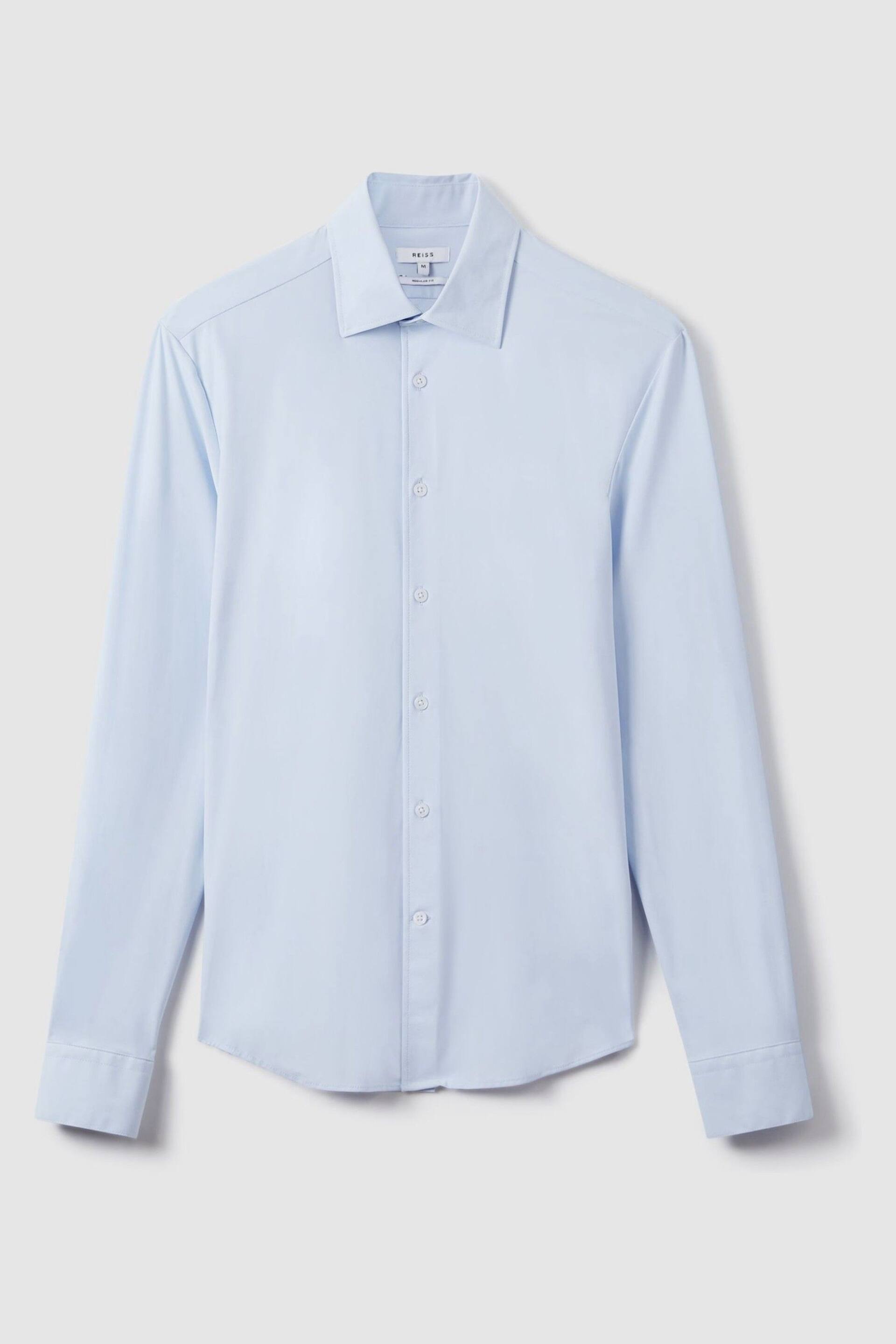 Reiss Soft Blue Voyager Slim Fit Button-Through Travel Shirt - Image 2 of 7
