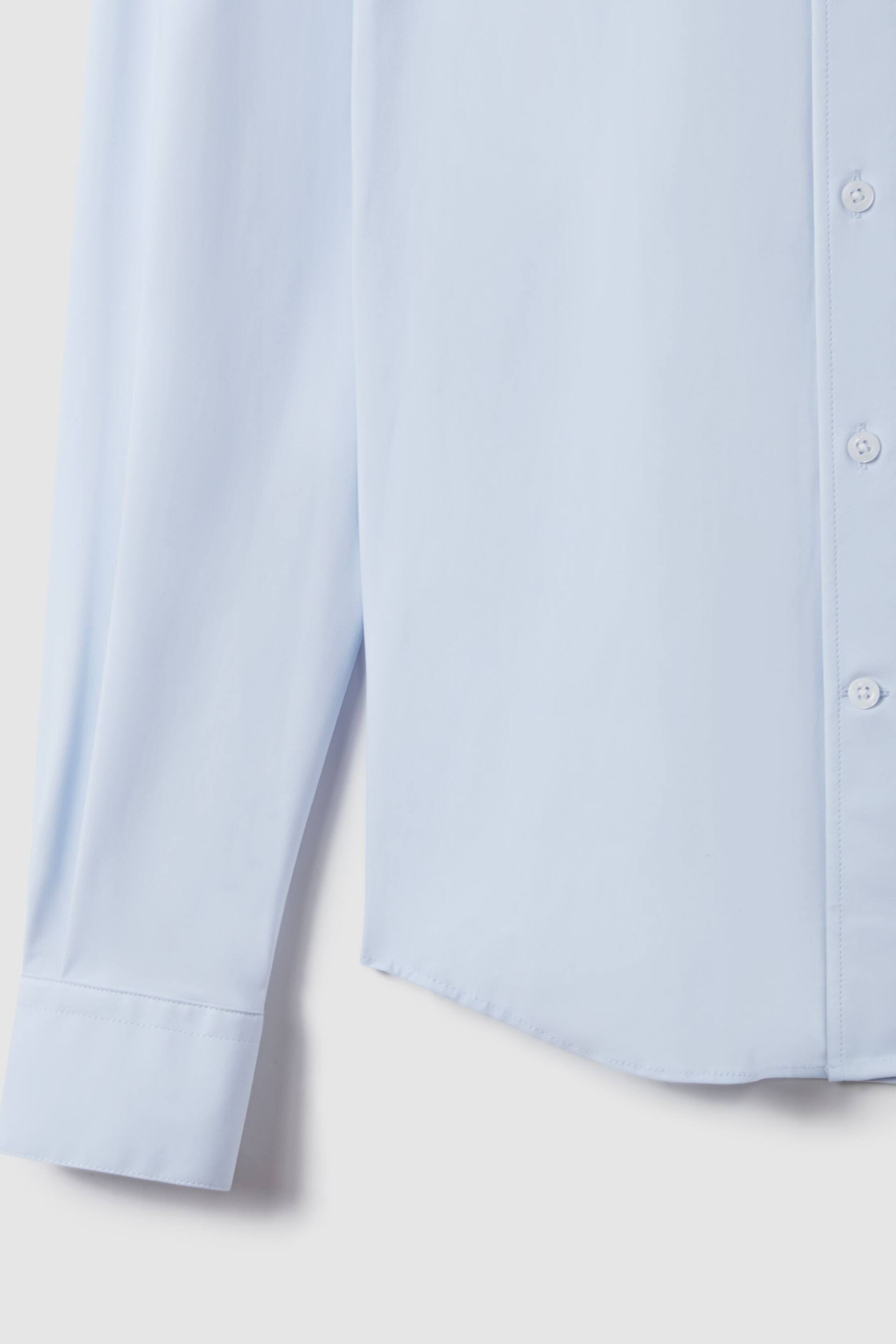 Reiss Soft Blue Voyager Slim Fit Button-Through Travel Shirt - Image 6 of 7