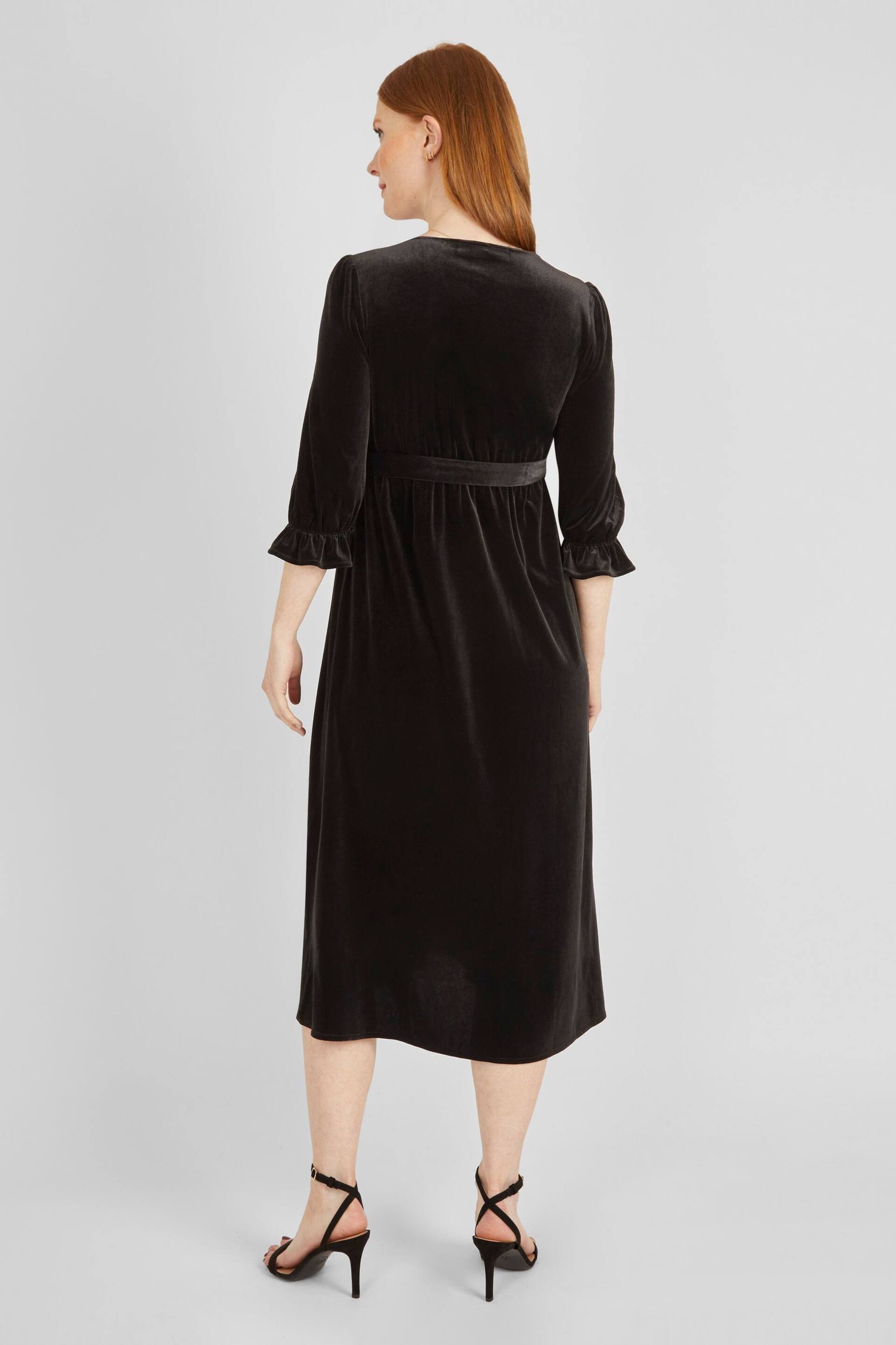 JoJo Maman Bébé Black Velvet Wrap Maternity & Nursing Dress - Image 2 of 5