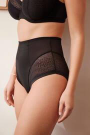 Black High Rise Animal Print Mesh Tummy Control Knickers - Image 3 of 7