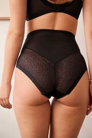 Black High Rise Animal Print Mesh Tummy Control Knickers - Image 4 of 7