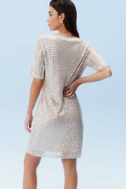 Cream Short Sleeve Sequin Dress - Image 4 of 7