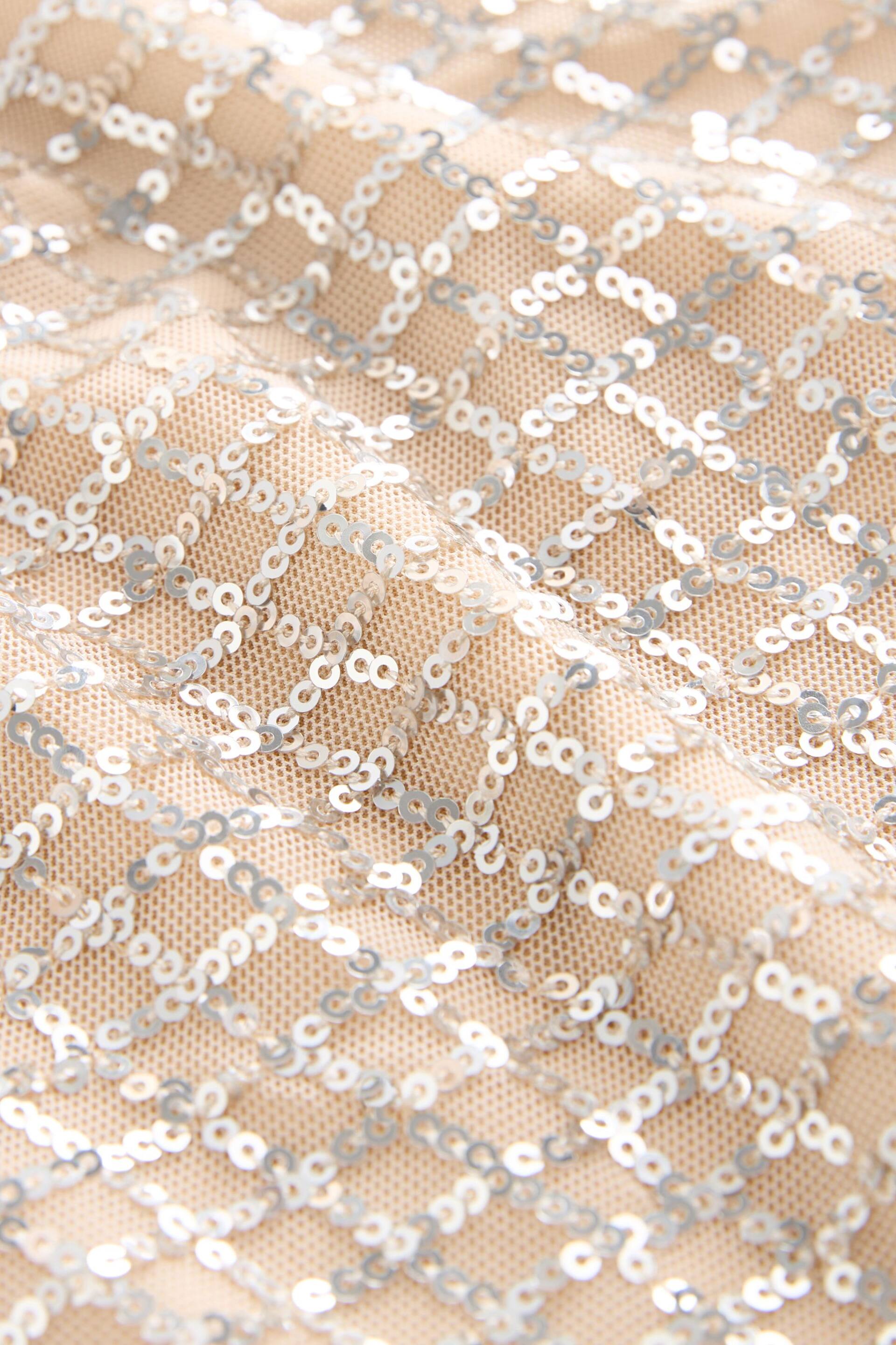 Cream Short Sleeve Sequin Dress - Image 7 of 7