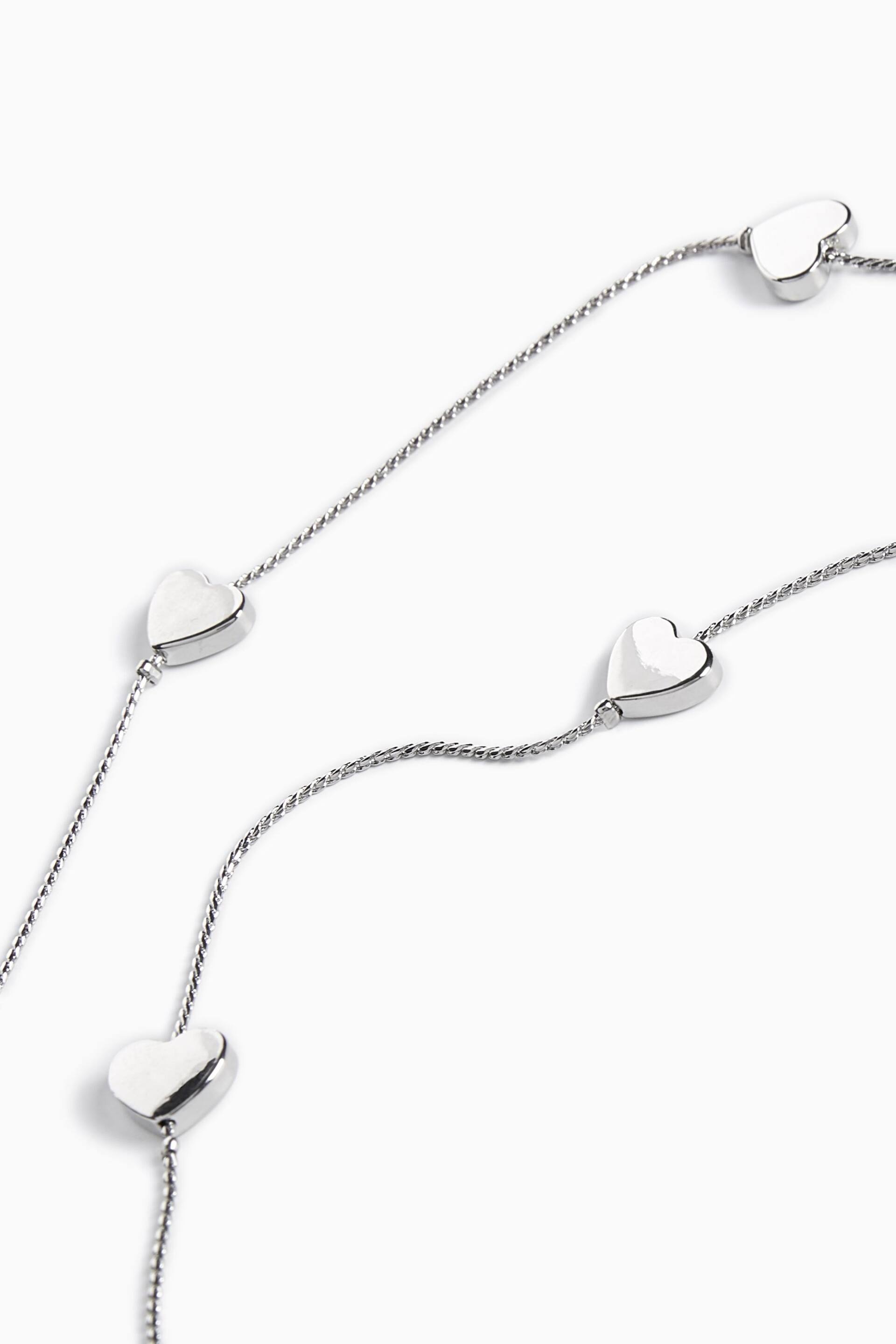 Silver Tone Heart Long Rope Necklace - Image 2 of 2