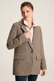 Joules Hackmore Brown Tweed Oversized Wool Blend Blazer - Image 4 of 11