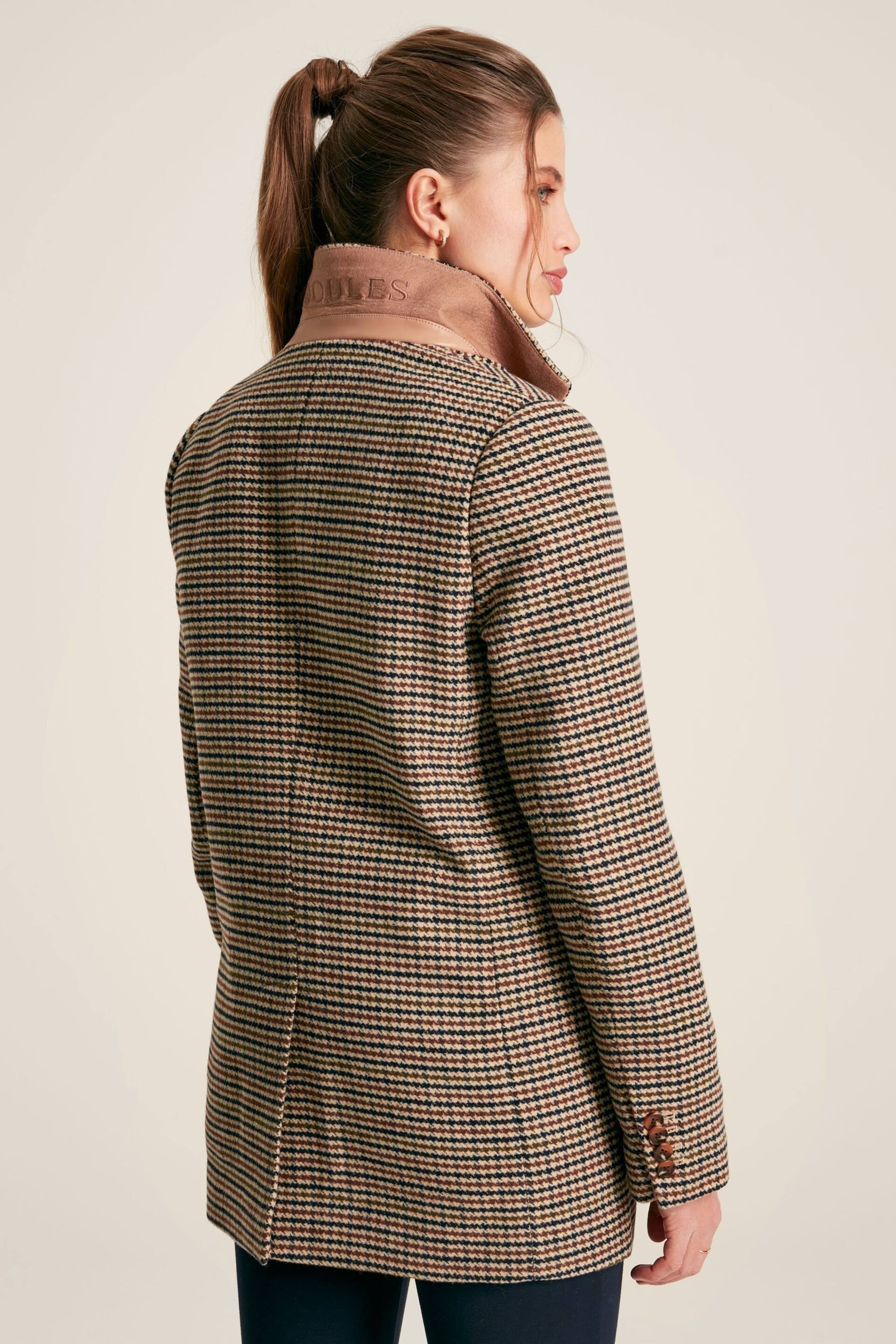 Joules Hackmore Brown Tweed Oversized Wool Blend Blazer - Image 5 of 11