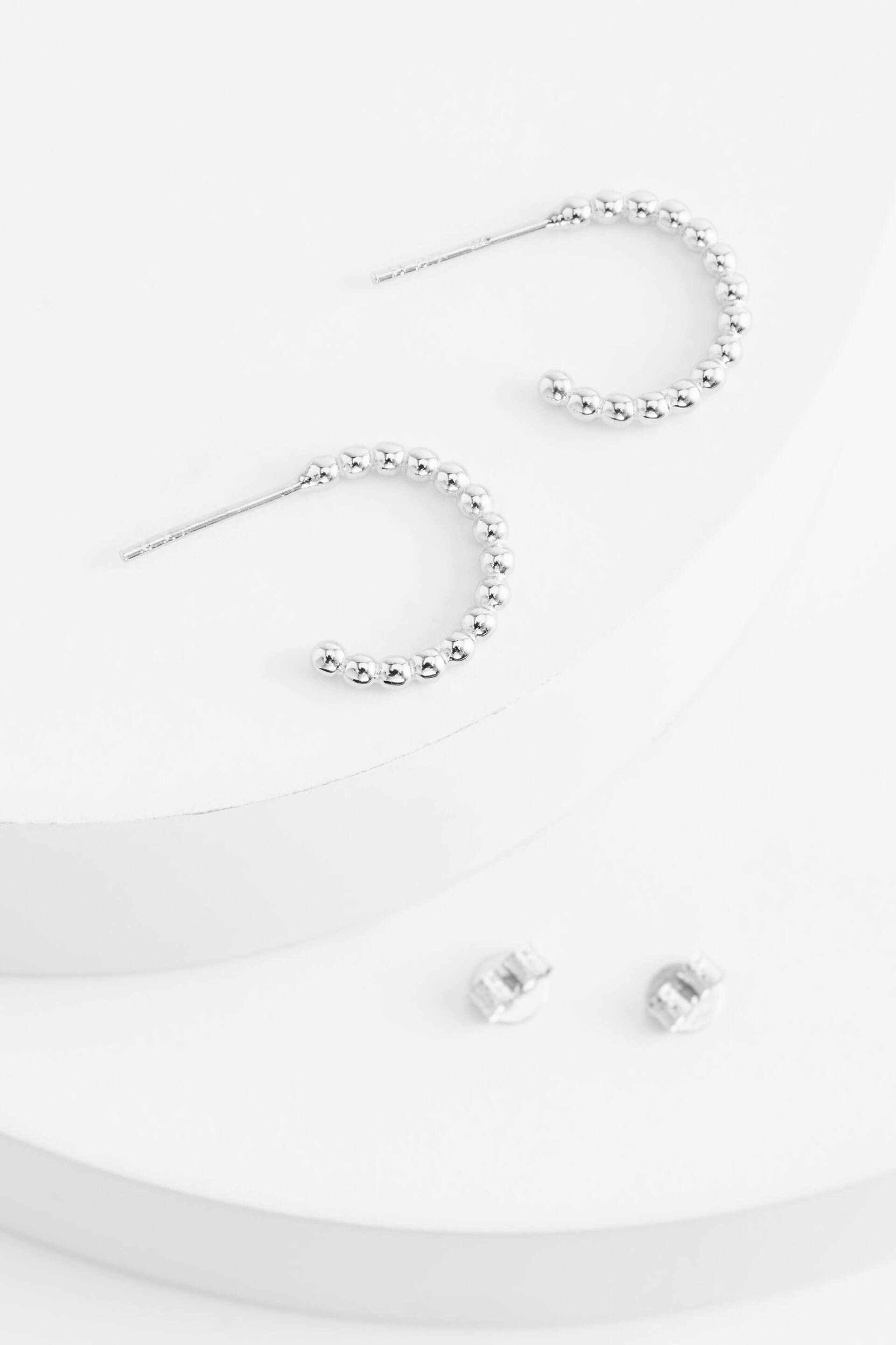 Sterling Silver Ball Hoop Earrings - Image 2 of 3