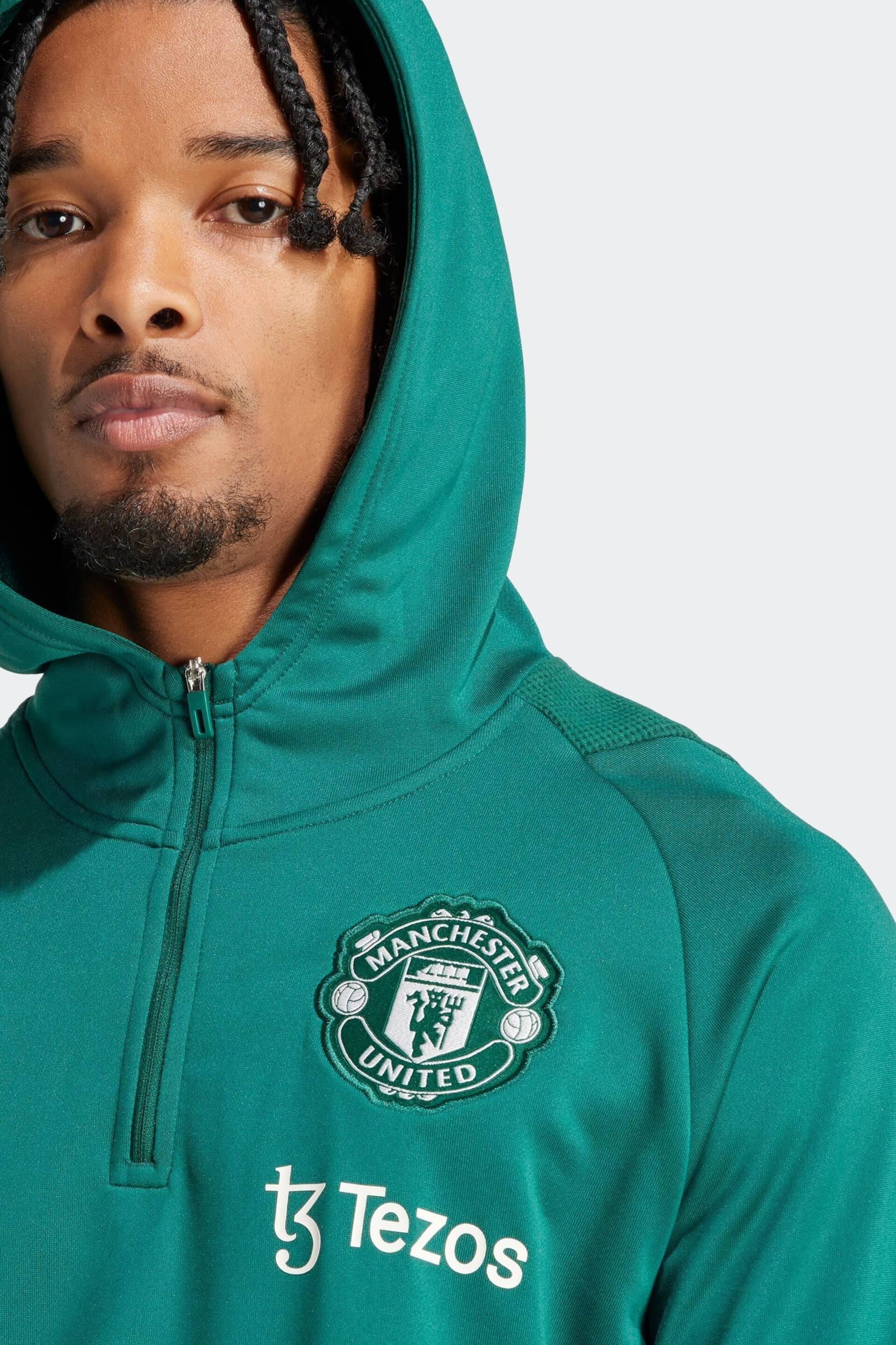 adidas Green Manchester United Tiro 23 Hoodie - Image 5 of 7