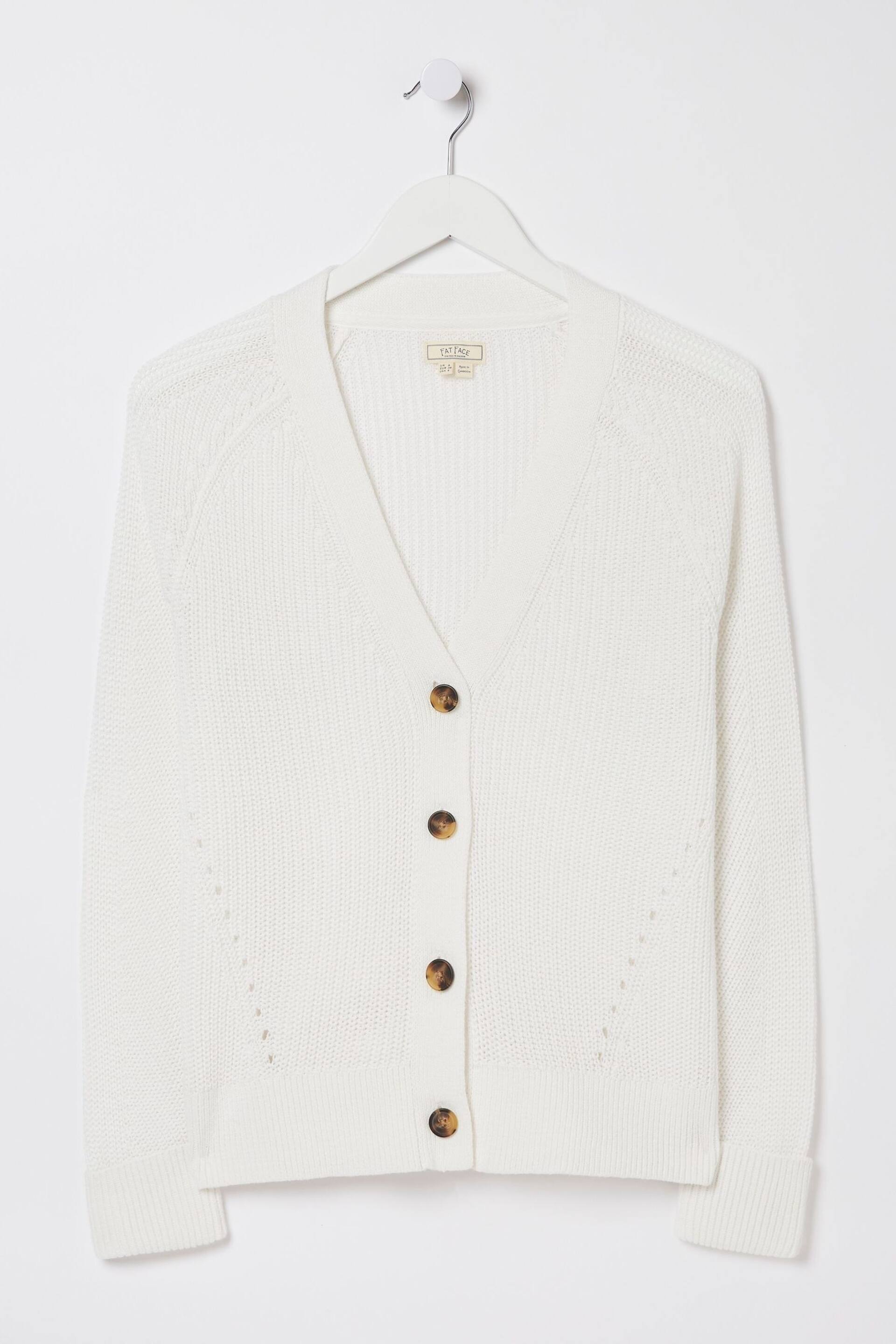 FatFace White Lila Cotton Cardigan - Image 5 of 5