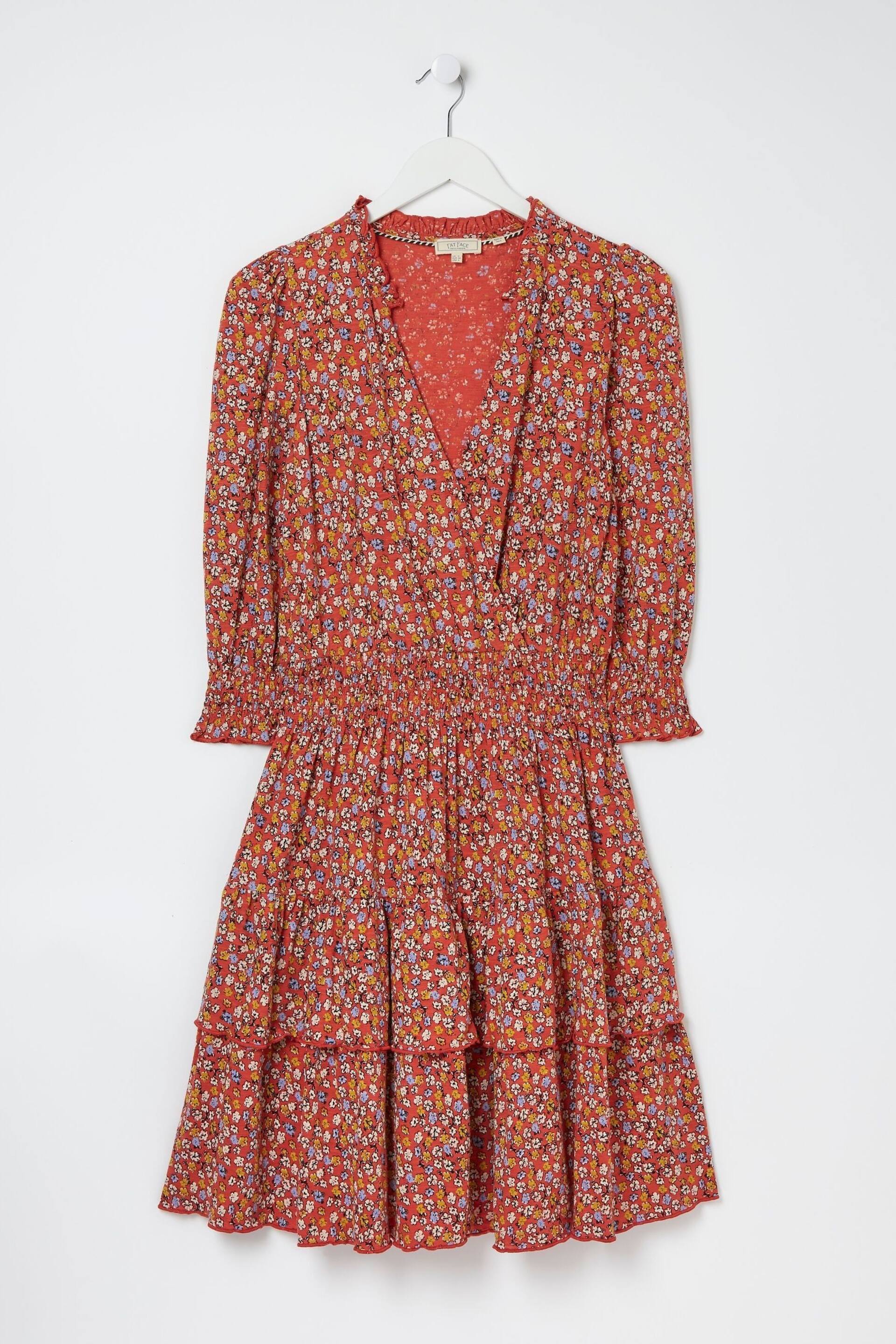 FatFace Red Amba Gradient Floral Jersey Dress - Image 5 of 5