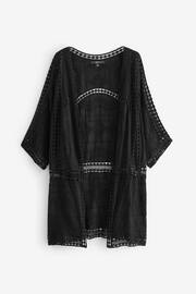 Black Crochet Longline Kimono Cover-Up - Image 6 of 7