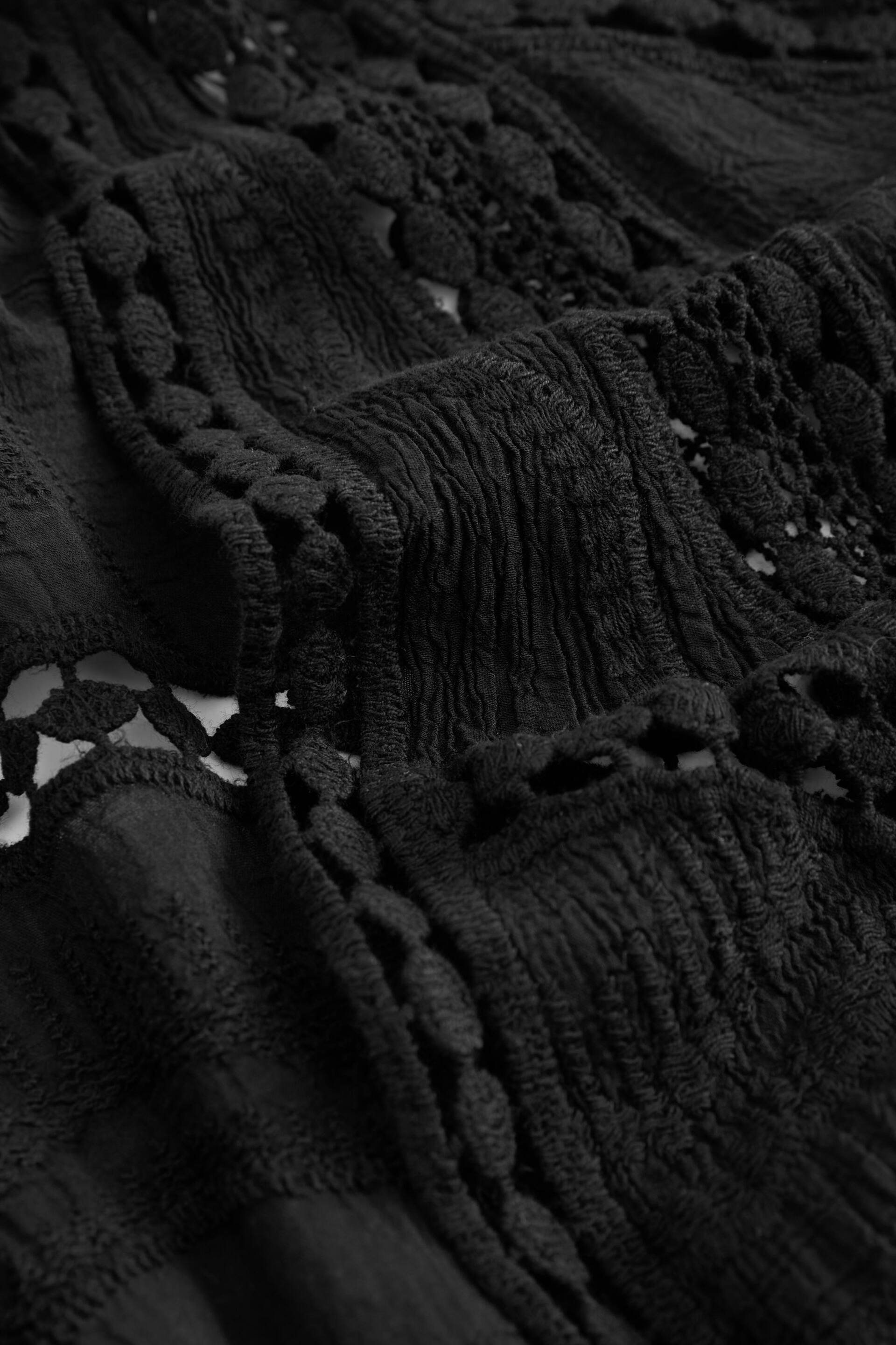 Black Crochet Longline Kimono Cover-Up - Image 7 of 7