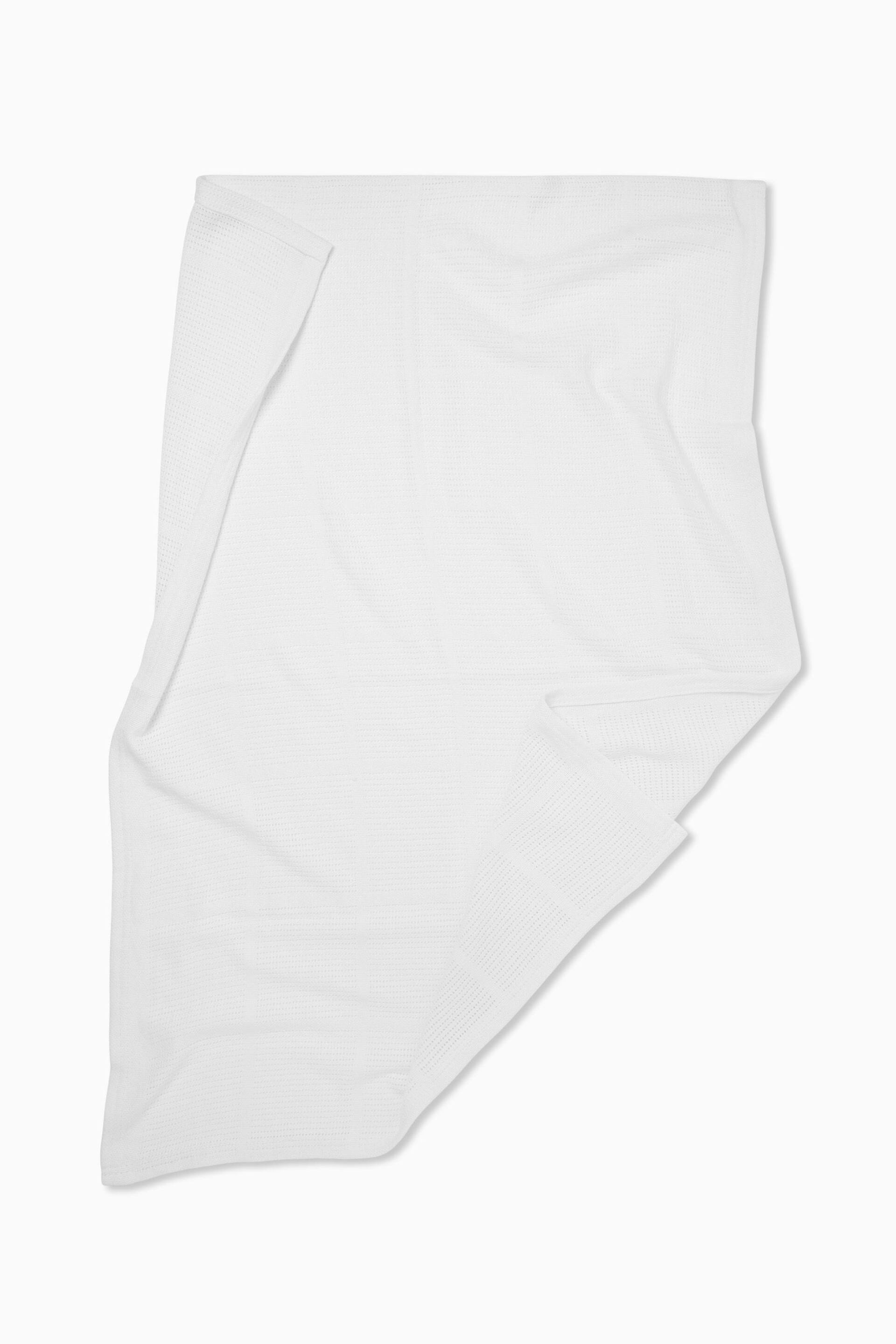 MORI White Soft Cotton & Bamboo Cellular Baby Blanket - Image 2 of 4