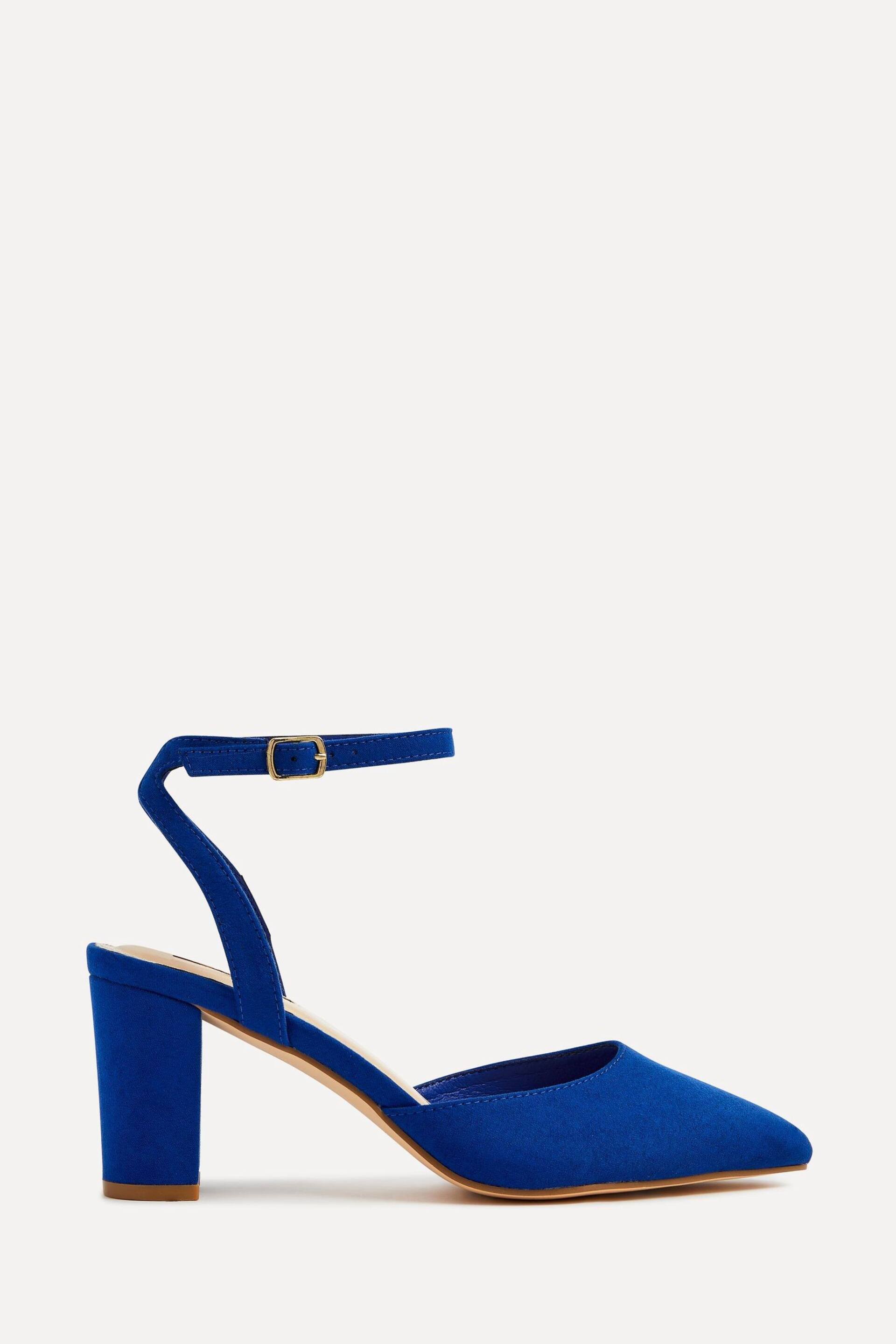 Linzi Blue Chrome Carrie Open Back Court Block Heels - Image 2 of 4