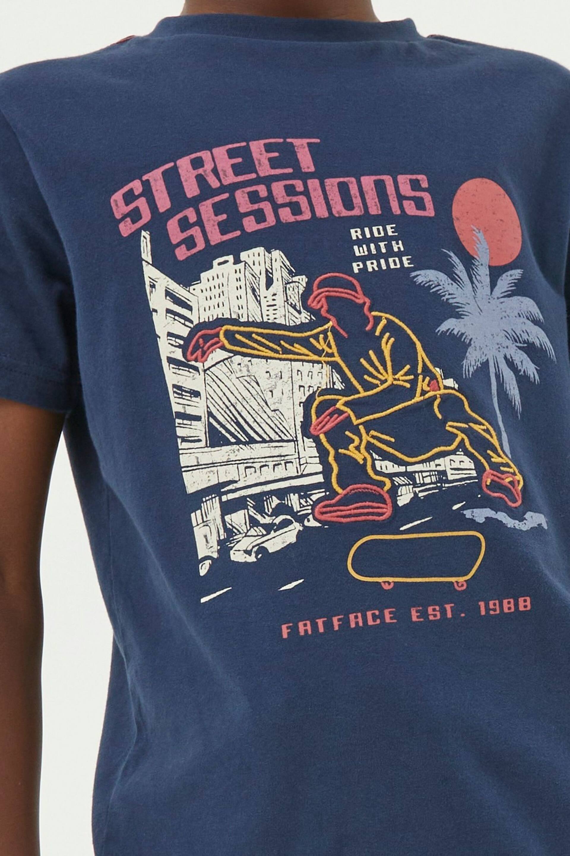 FatFace Blue Street Sessions Jersey T-Shirt - Image 3 of 4