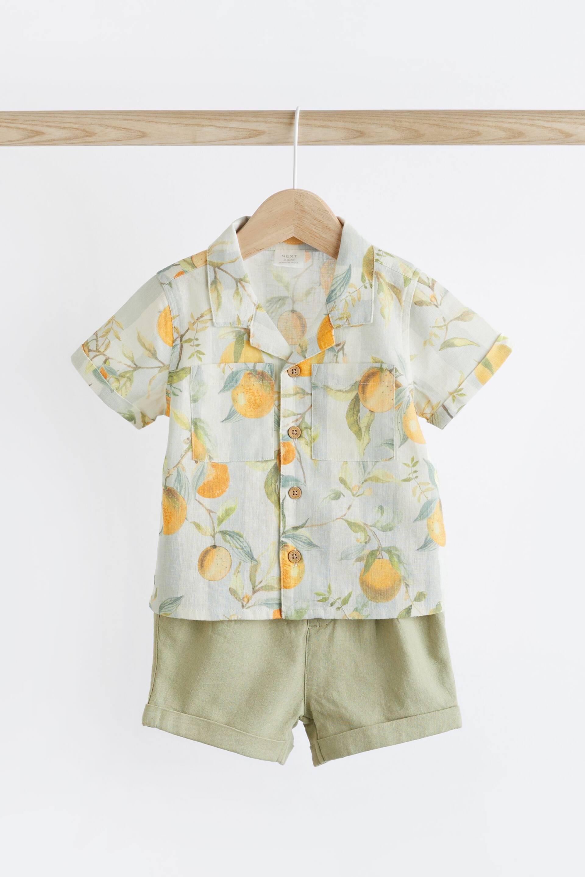 Orange Print Baby Shirt And Short Set (0mths-3yrs) - Image 3 of 12