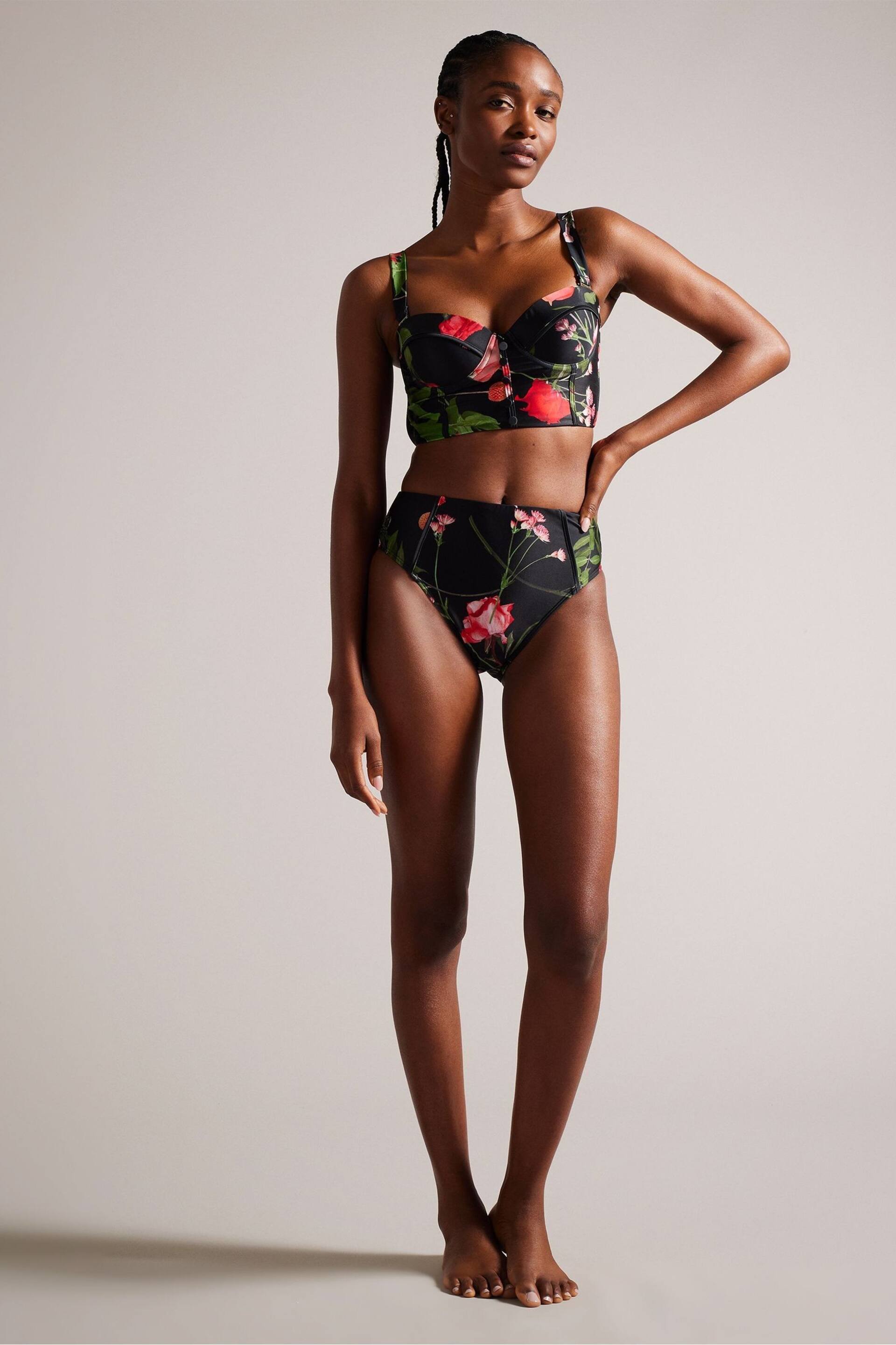 Ted Baker Black Printed Loesiy High Waisted Bikini - Image 3 of 5