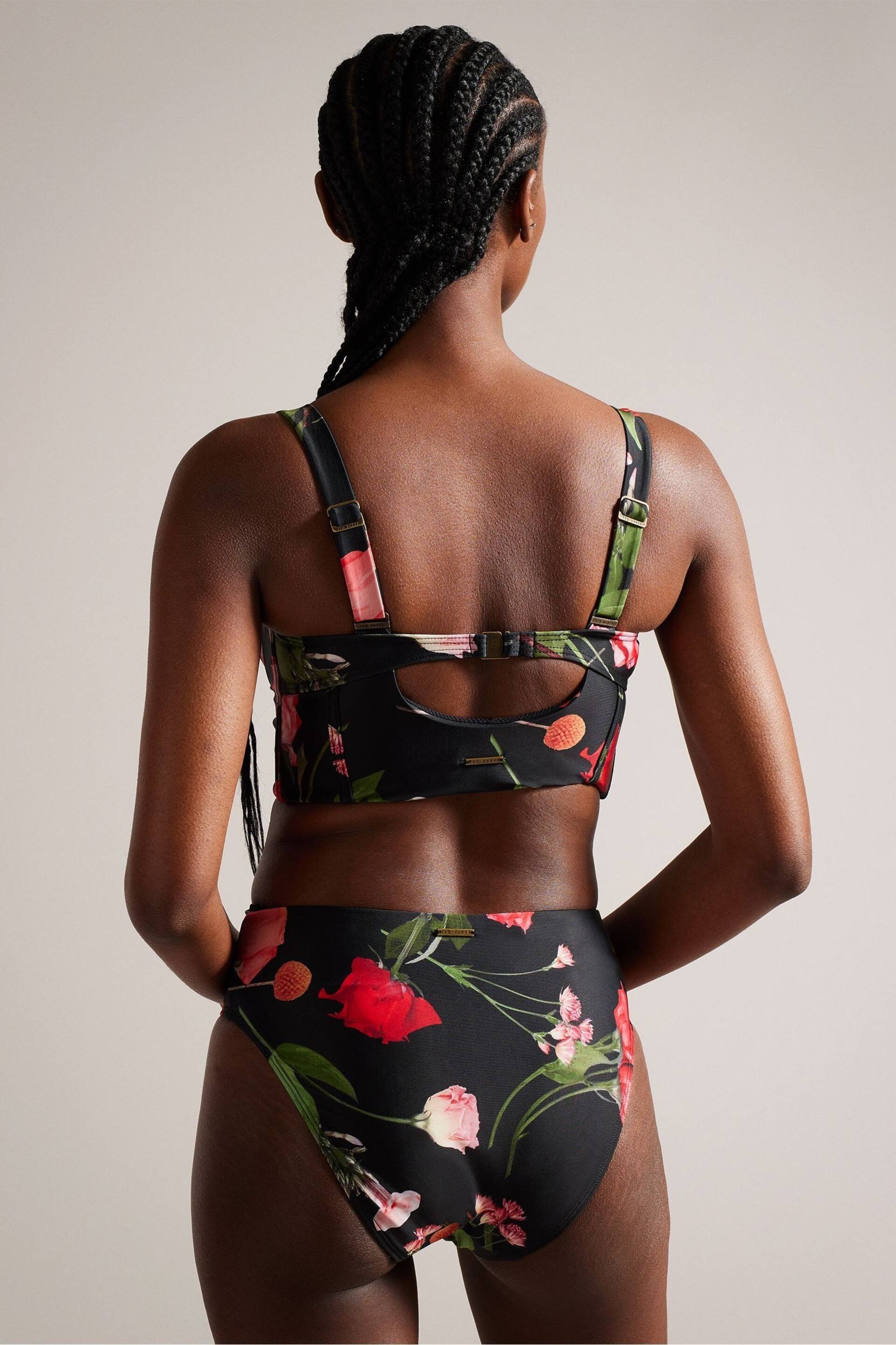 Ted Baker Black Printed Lusiye Longline Bikini Top - Image 2 of 6