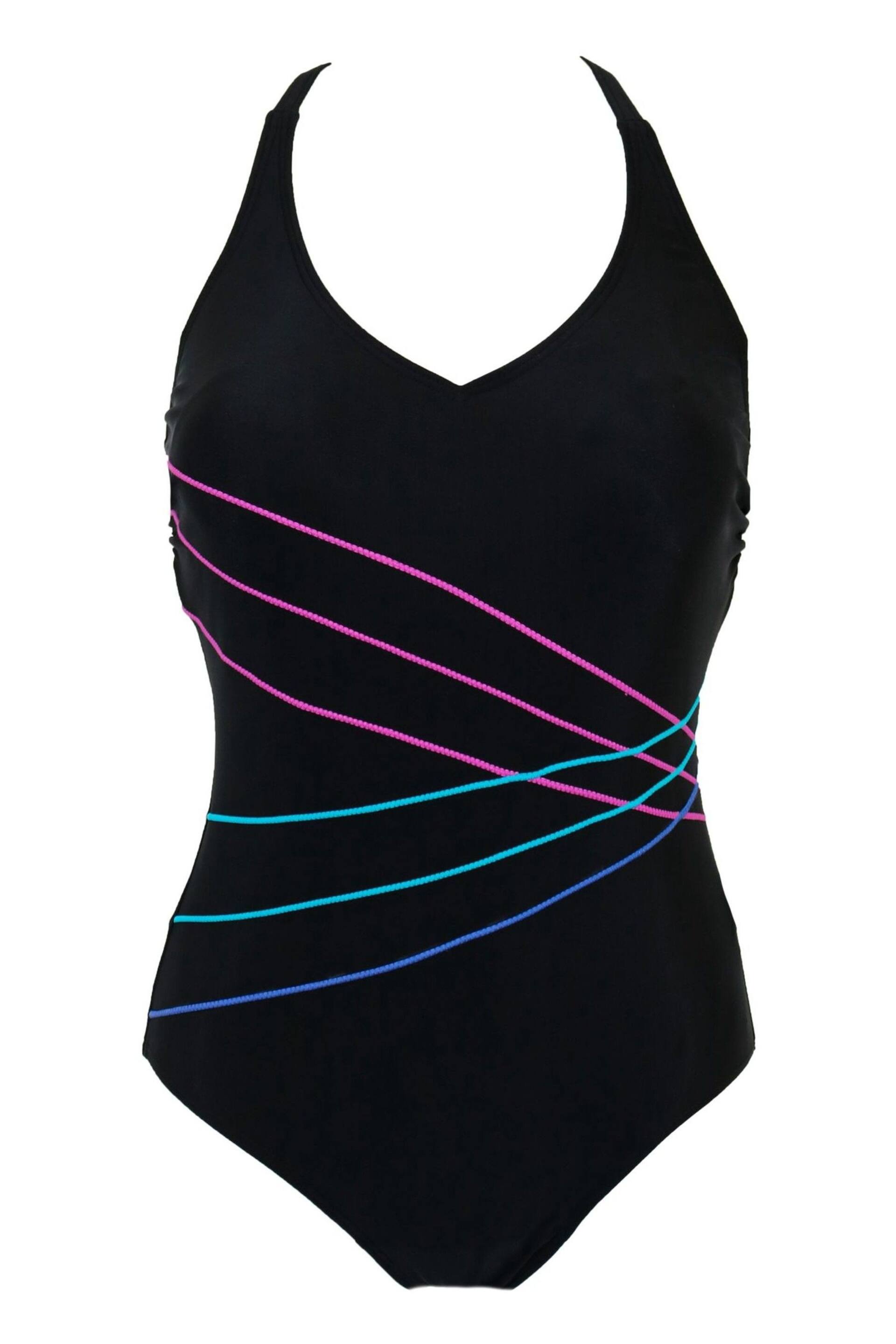 Pour Moi Black & Purple Energy Chlorine Swimsuit - Image 3 of 4