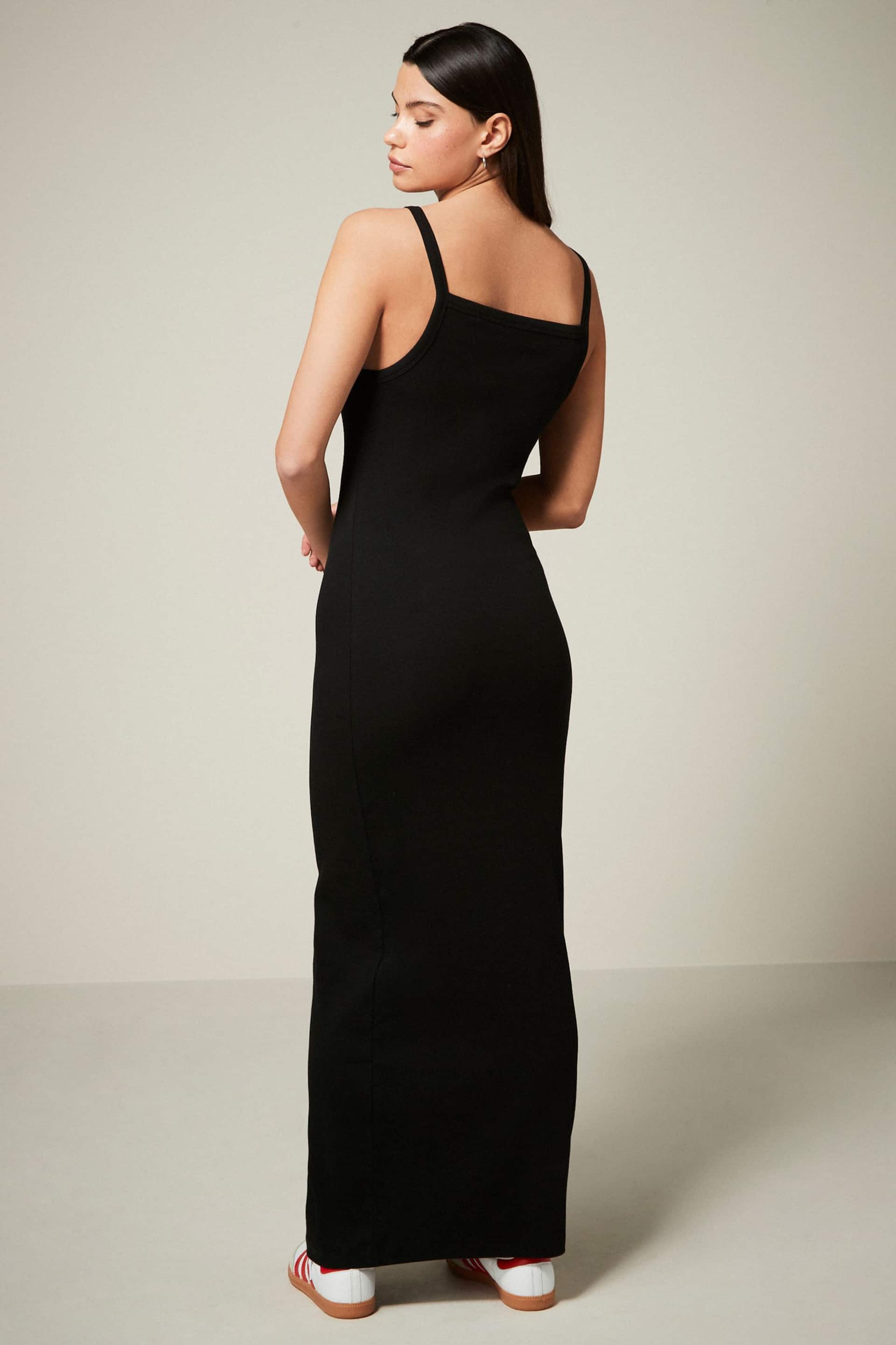 Black Strappy Ribbed Maxi Dress - Image 3 of 6