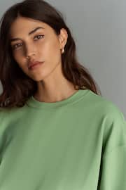 Matcha Green 100% Cotton Heavyweight Relaxed Fit Crew Neck T-Shirt - Image 5 of 7