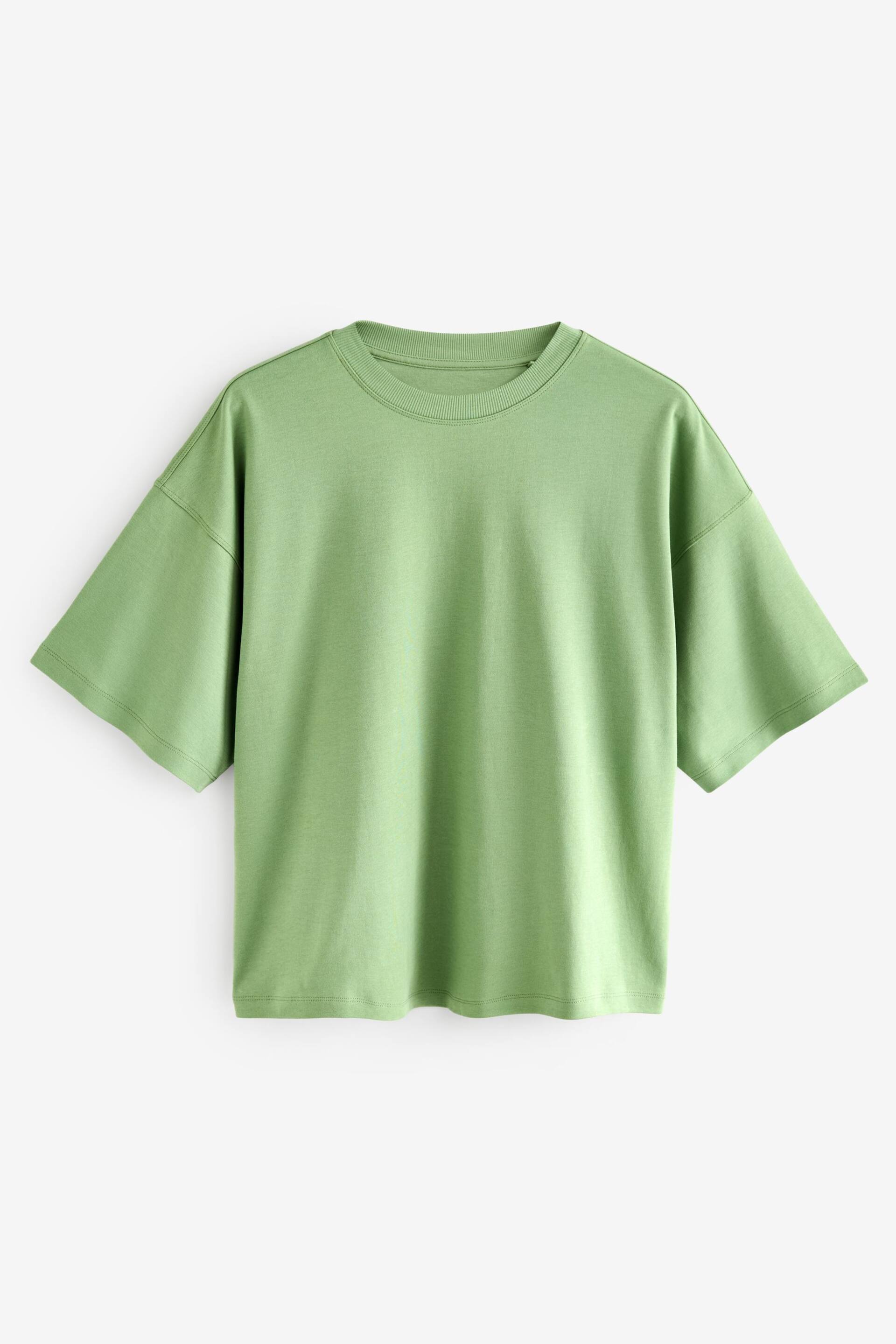 Matcha Green 100% Cotton Heavyweight Relaxed Fit Crew Neck T-Shirt - Image 6 of 7