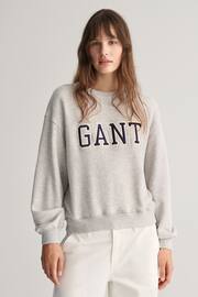 GANT Grey Embroidered Logo Relaxed Fit Sweatshirt - Image 1 of 4