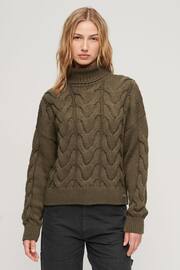 Superdry Natural Chain Cable Knit Polo Jumper - Image 2 of 3