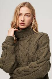 Superdry Natural Chain Cable Knit Polo Jumper - Image 3 of 3