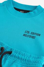 Turquoise Blue Midweight Short Sleeve Crew T-Shirt and Shorts Set (3-16yrs) - Image 3 of 4