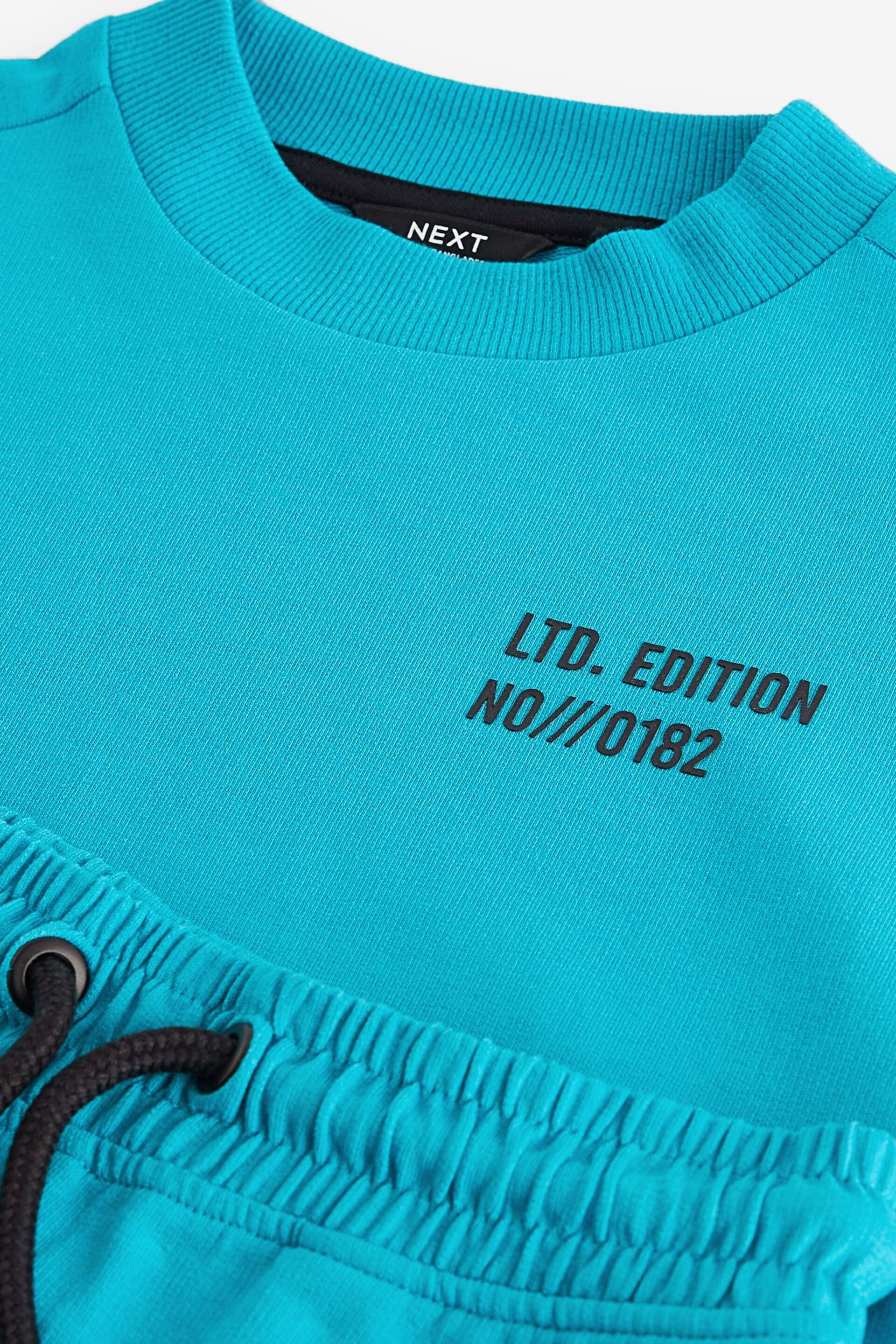 Turquoise Blue Midweight Short Sleeve Crew T-Shirt and Shorts Set (3-16yrs) - Image 3 of 4