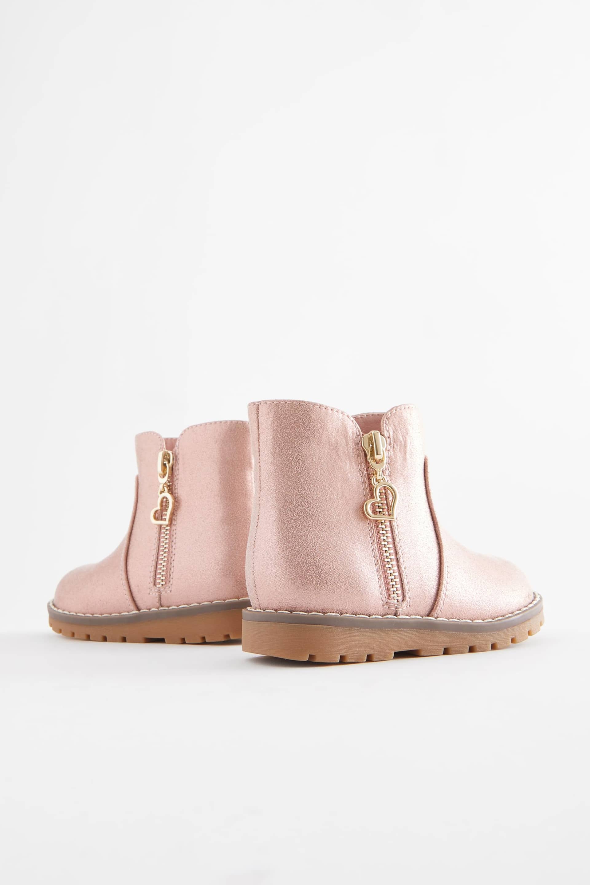 Pink Shimmer Standard Fit (F) Chelsea Zip Boots - Image 3 of 5