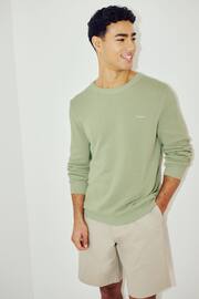 GANT Melange Cotton Pique Crew Neck Jumper - Image 1 of 5