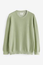 GANT Melange Cotton Pique Crew Neck Jumper - Image 5 of 5